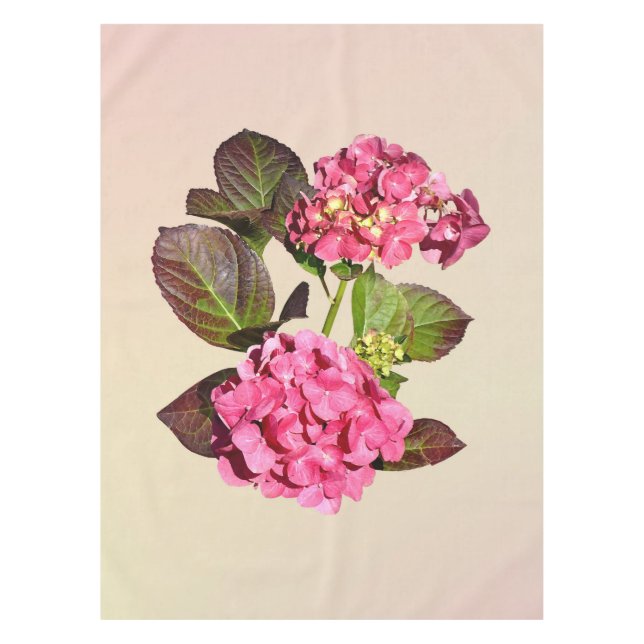 Mantel Hidrangea rosa con hojas (Anverso)
