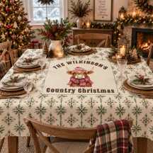 Highland Cow Country Navidad Copo de Nieve