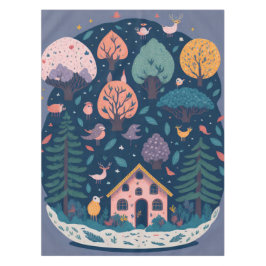 Mantel Hilados de fantasía aves forestales y árboles