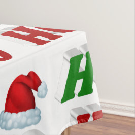 Mantel Ho Ho Ho Ho Santa Hat Navidades tipografía verde r