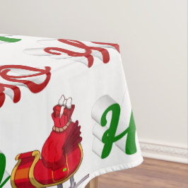 Mantel Ho Ho Ho Ho Santa Sleigh Navidad guion rojo verde