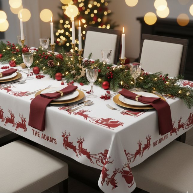Mantel Ho Ho Ho Santa Sleigh Ride Christmas Tablecloth (Subido por el creador)