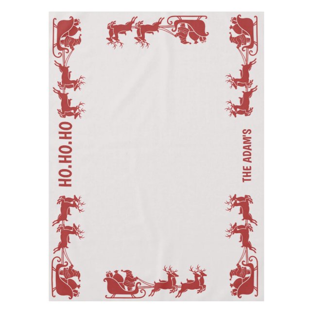 Mantel Ho Ho Ho Santa Sleigh Ride Christmas Tablecloth (Anverso)