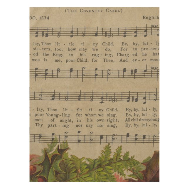 Mantel Hoja de música del villancico del navidad del (Anverso)