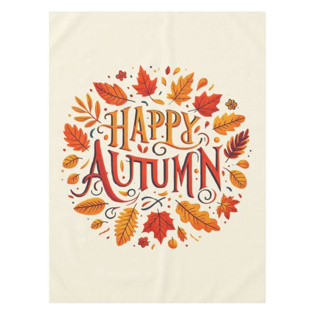 Mantel hojas clásicas y otoño feliz (Anverso)