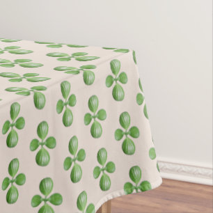 Mantel Hojas de árbol de jade verde sobre beige claro