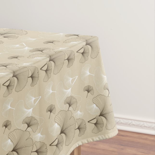 Mantel Hojas de Ginko marrones y blancas sobre beige (In Situ)