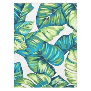 Mantel Hojas de Monstera Tropical y Verde Azul Bananero