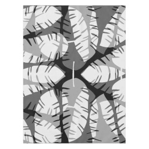 MANTEL HOJAS DE PLÁTANO ABSTRACTAS NEGRO Y BLANCO