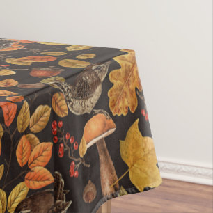 Mantel Hojas otoñales, bayas, setas y venas