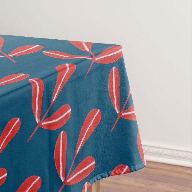 Mantel Hojas rojas sobre azul (In Situ)