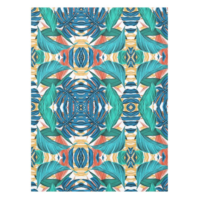 Mantel Hojas tropicales verdes y azules (Anverso)