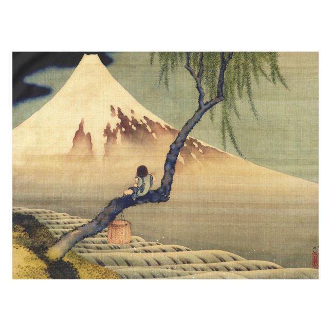 Mantel Hokusai Boy viendo la cosecha japonesa del Monte F (Frente (Horizontal))
