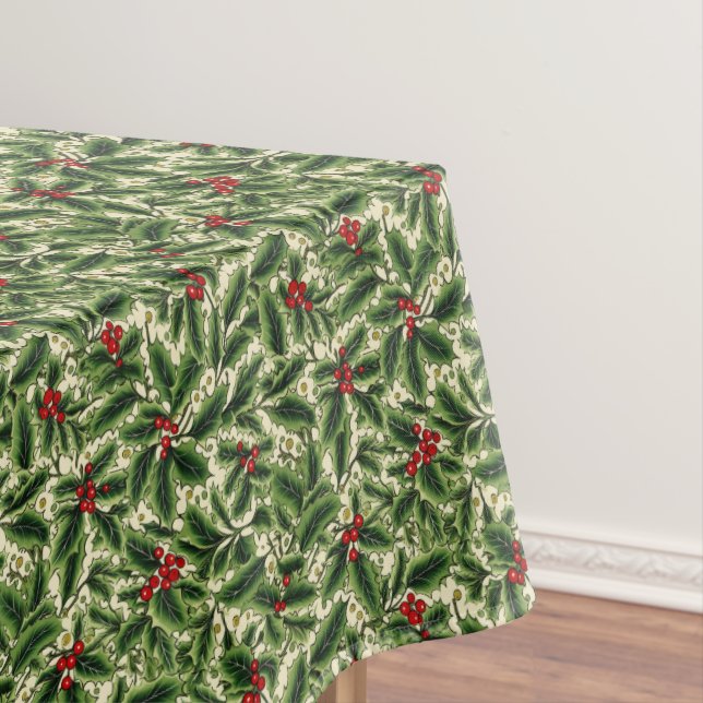 Mantel Holiday Holly Tablecloth (In Situ)
