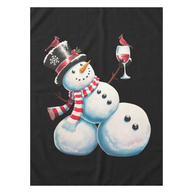 Mantel Hombre de nieve con Navidades de vino regalo diver (Anverso)