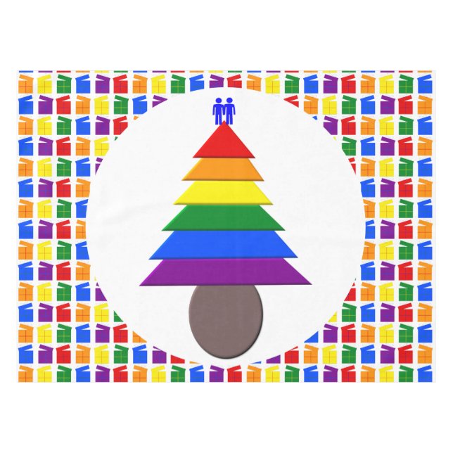 Mantel Hombres gay arcoiris Árbol de Navidad y regalo (Frente (Horizontal))