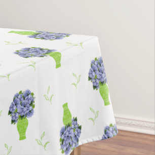 Mantel Hortensia Azul en Patrón Floral de Jarrón Verde