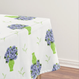Mantel Hortensia Azul Florero Verde Patrón Costero