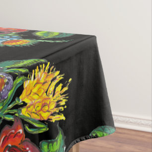 Mantel Húngaro - Kalocsai con motivos florales en negro