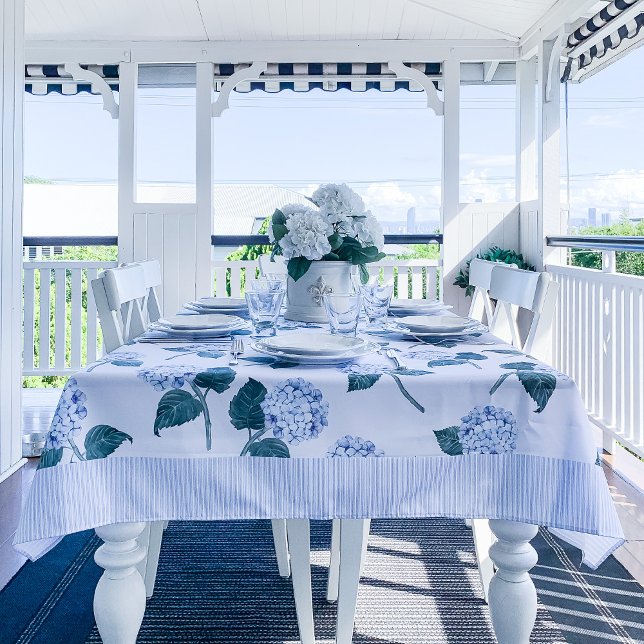 Mantel Hydrangea Floral Acuarela Azul (watercolor blue hydrangea floral tablecloth)
