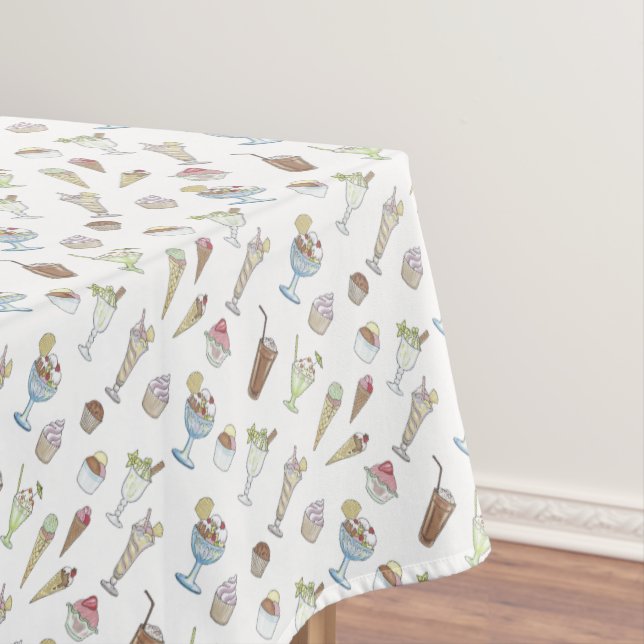 Mantel Ice Cream Sundae Desserts Pattern White (In Situ)