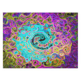 Mantel Icy Aqua Blue Groovy Abstract Retro Liquid Swirl