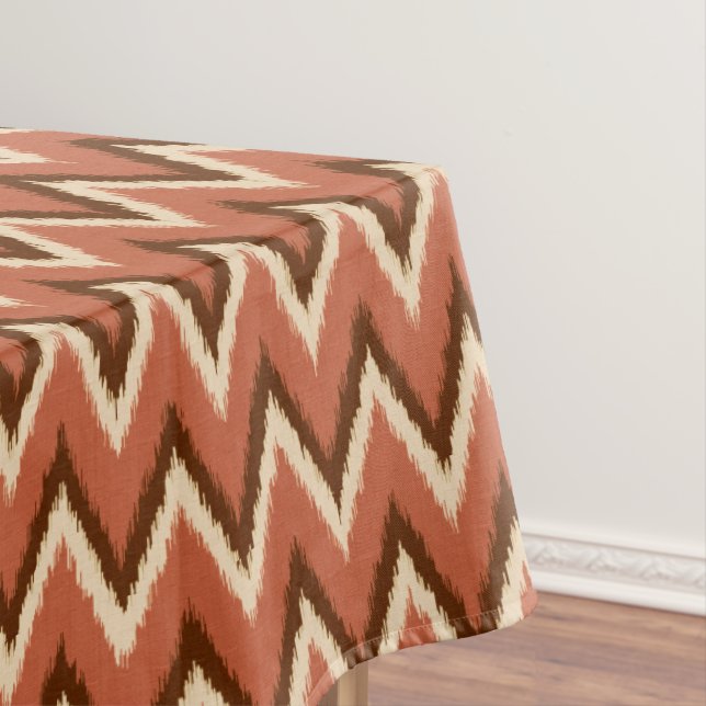 Mantel Ikat Chevron Stripes - Rust, Brown y Beige (In Situ)