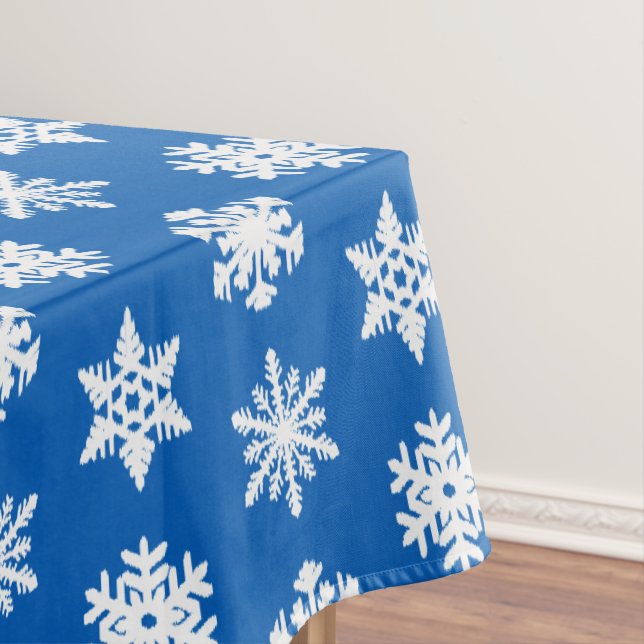 Mantel Ikat Snowflakes - Azul y blanco cobalto (In Situ)