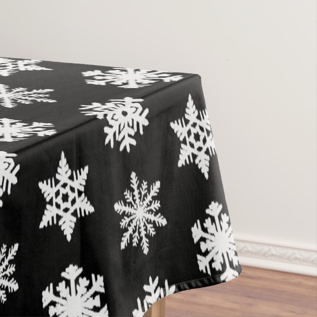 Mantel Ikat Snowflakes - Blanco y negro (In Situ)