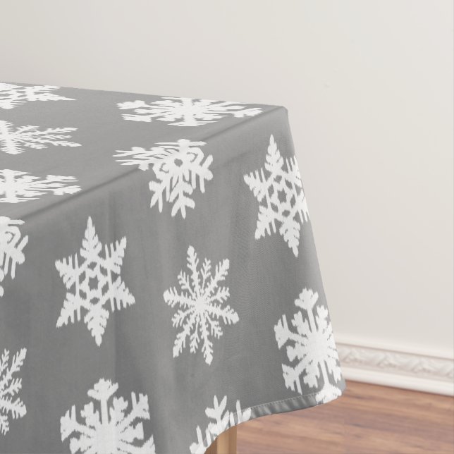 Mantel Ikat Snowflakes - Gris y blanco del carbón vegetal (In Situ)