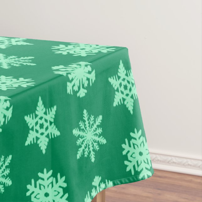 Mantel Ikat Snowflakes - Pino y verde menta (In Situ)