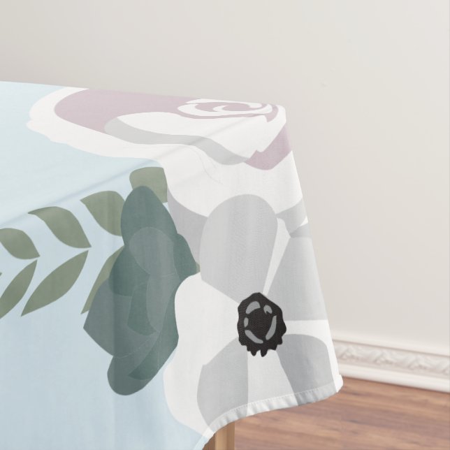 Mantel Ilustración de flores suave baño de novia azul (In Situ)