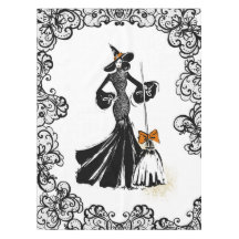 ilustracion de moda de Halloween con encaje negro