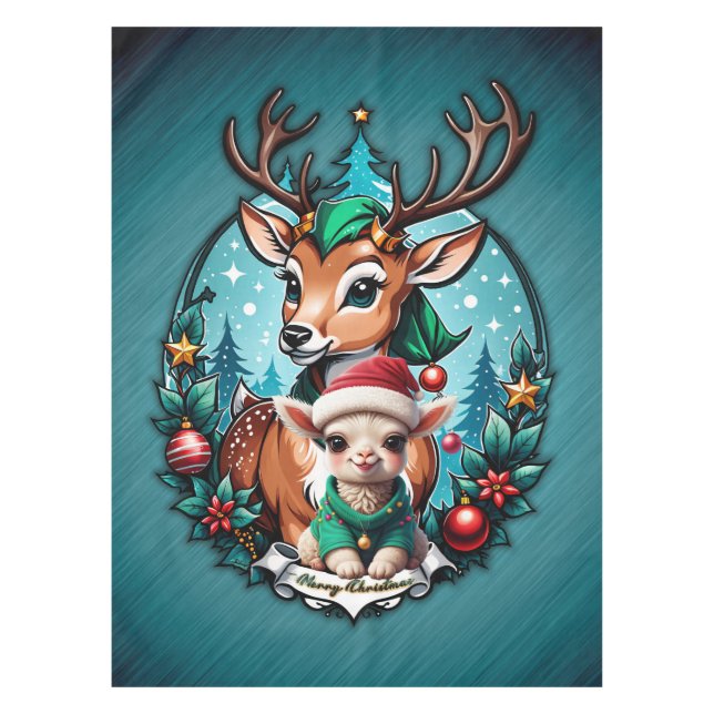 Mantel Ilustracion de Navidades alegres e invitantes (Anverso)
