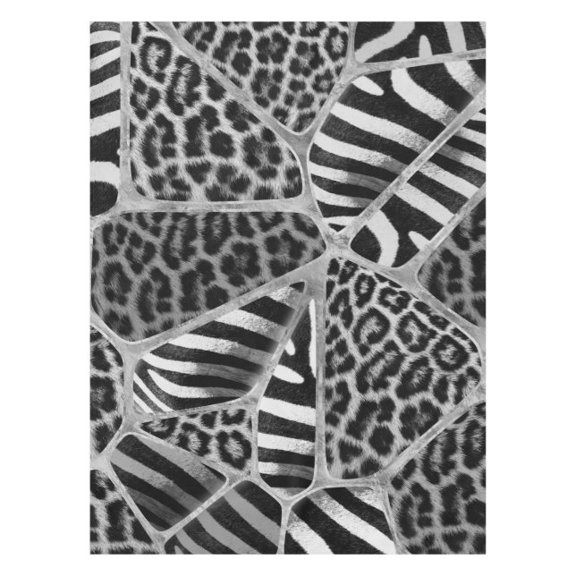 Mantel Impresión animal - Leopardo y cebra - plata (Anverso)