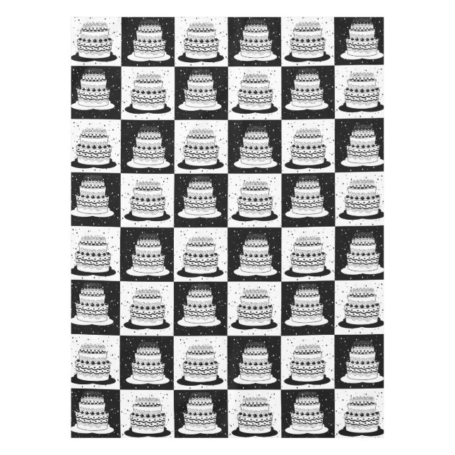 Mantel Impresión de bloques de control de pasteles blanco (Anverso)