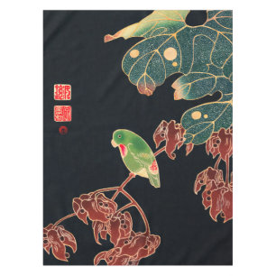 Mantel Impresión de bloques de madera japoneses de pájaro