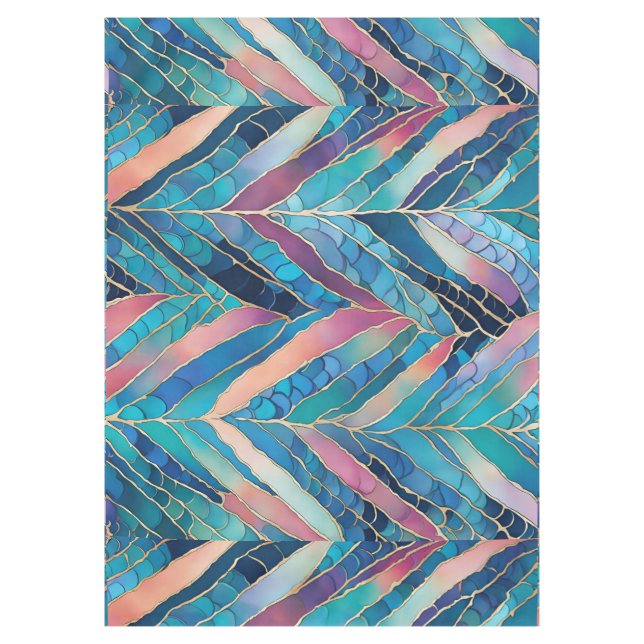 Mantel Impresión de cola de sirena azul y rosa (Anverso)