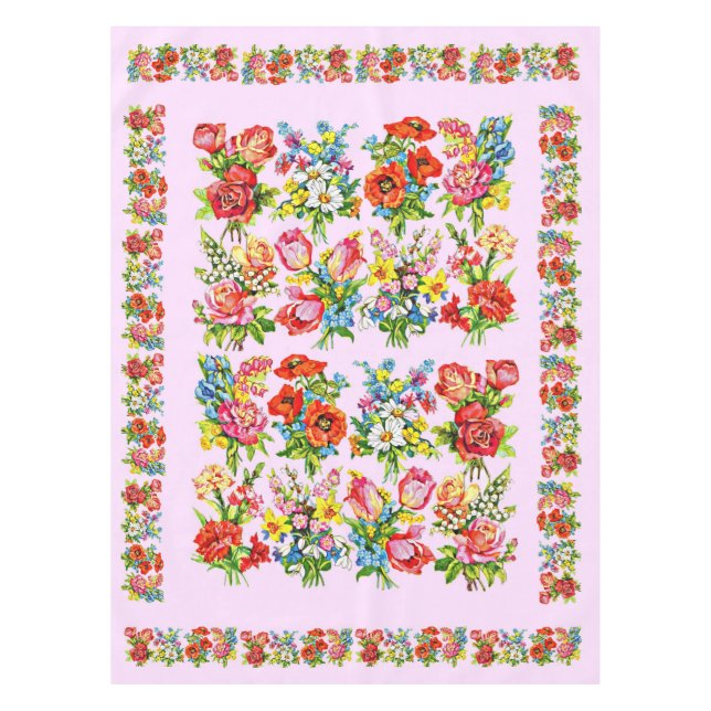 Mantel impresión de la colección de flores de flores de f (Anverso)