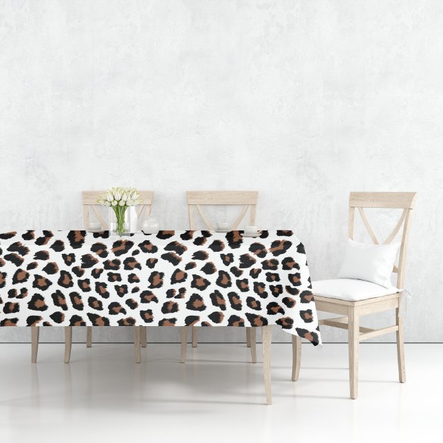 Mantel Impresión de leopardo blanco (White Leopard Print Tablecloth by Looly Elzayat
)