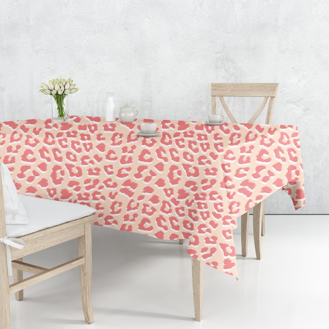 Mantel Impresión de leopardo blanco de coral (Coral White Leopard Print by Looly Elzayat
)