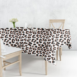 Mantel Impresión de leopardo blanco y marrón negro
