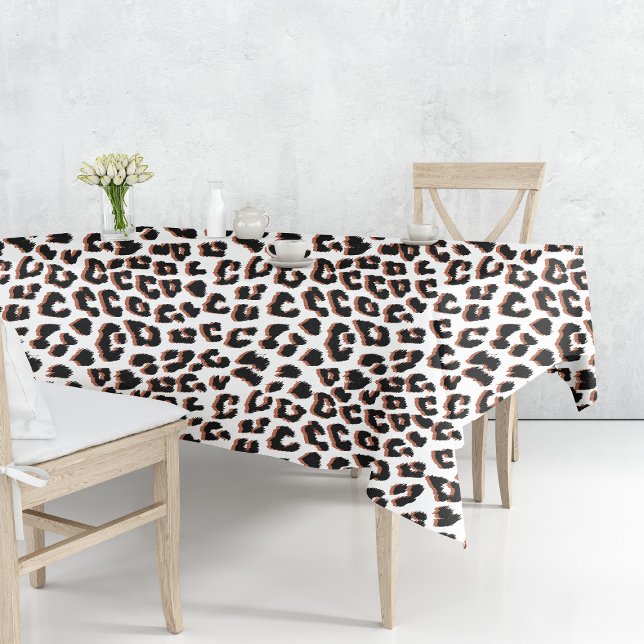 Mantel Impresión de leopardo blanco y marrón negro (Black Brown and White Leopard Print Tablecloth by Looly Elzayat
)