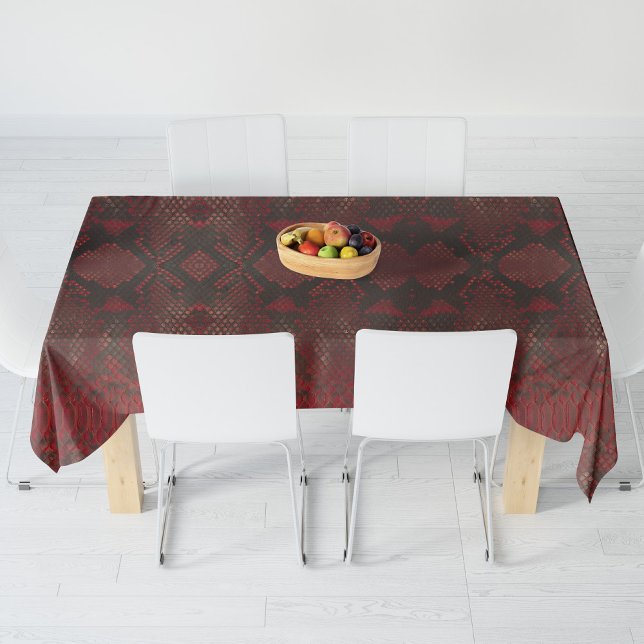 Mantel Impresión de Python rojo y negro (Red and Black Python Print Tablecloth by Looly Elzayat
)