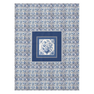 Mantel Impresionante floral Blue toile de jouy monograma