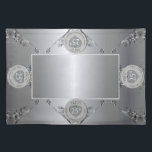 Mantel Individual 25.ª Placemat de tela Boda de plata<br><div class="desc">¿Buscando los zapatos de vestir correctos para el 25 aniversario del boda? Entonces quizás una hermosa,  plateada gris,  adornada repetición y gema gráfica será sólo lo que en los placeres para darles AMBOS!</div>