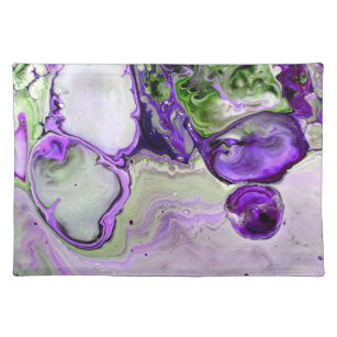 Mantel Individual Arte de mármol abstracto flúido verde púrpura