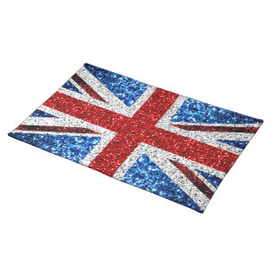 Mantel Individual Bandera del Reino Unido azul rojo brillante purpur