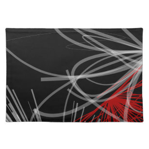 Mantel Individual Cintas abstractas de Black White & Red Moderne