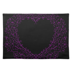 Mantel Individual Colocación de Bodas góticos del corazón púrpura y 